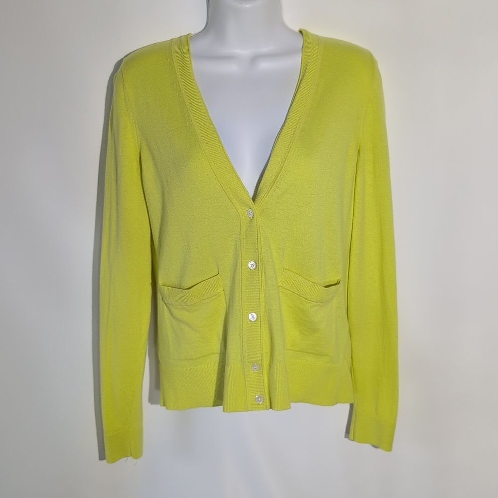 Banana Republic Neon Yellow Women's Cardigan - Picture 5 of 14